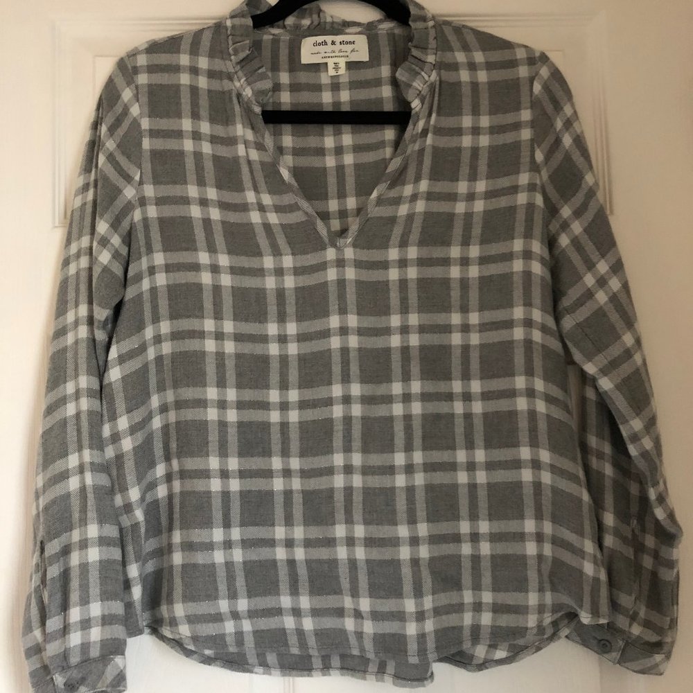 Anthropologie Cloth and Stone Plaid Blouse XS